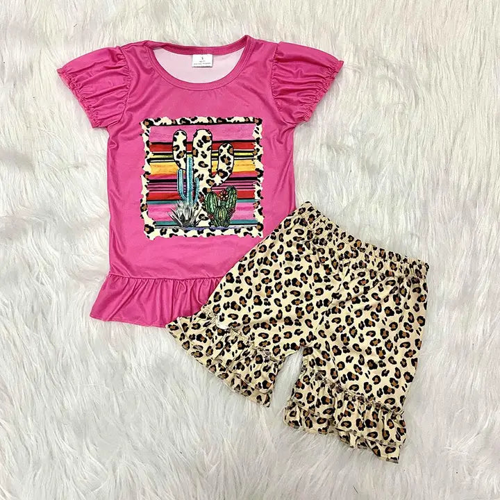🌵 Cactus & Leopard Ruffle Set